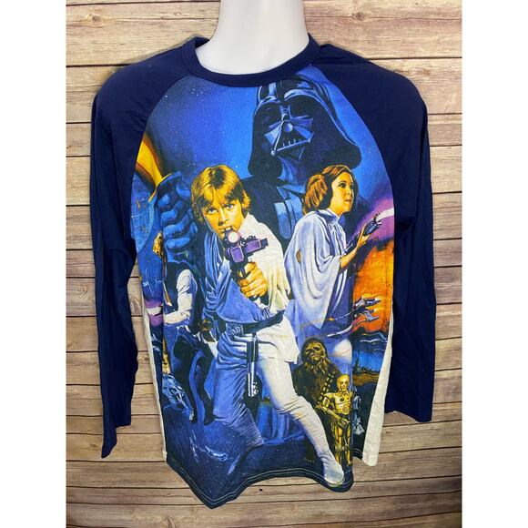 Star Wars Long Sleeve Large Character T-Shirt Luke Skywalker Leia Licensed Mens - Picture 1 of 8